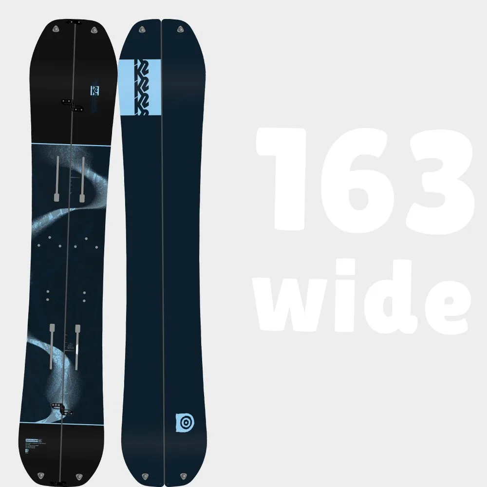Illustrer l'ensemble de splitboard K2 Marauder 163 wide disponible en location chez Splitboard QC